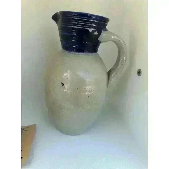 Williamsburg Pottery Pitcher Set Vintage Colonial Stoneware Blue Salt Glaze USA - Picture 10 of 16